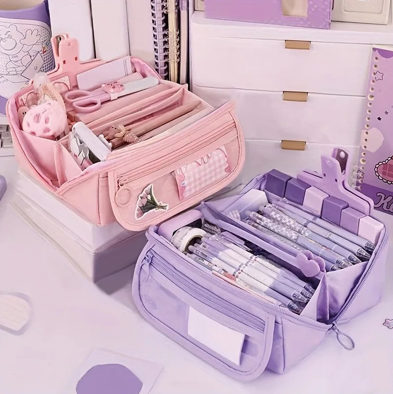 1 pc Large Capacity Pencil Case Organizer Multi-Compartment Desktop Storage