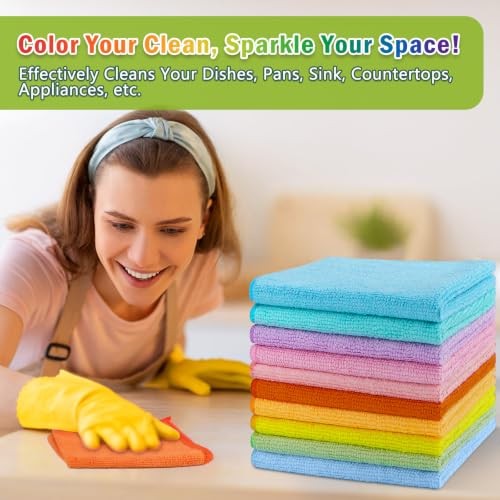 Microfiber Cleaning ClothPK, Cleaning Rags, 11.5in.x11.5in. 100 Multi-colored