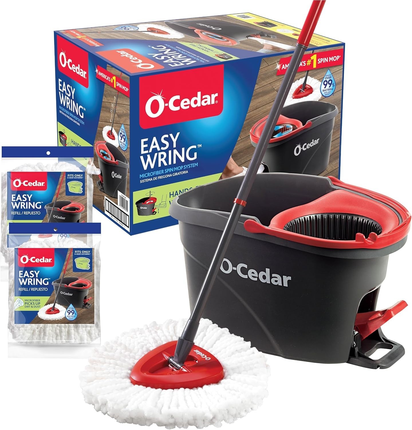 EasyWring Microfiber Spin Mop & Bucket Floor Cleaning System + 2 Extra Refill…