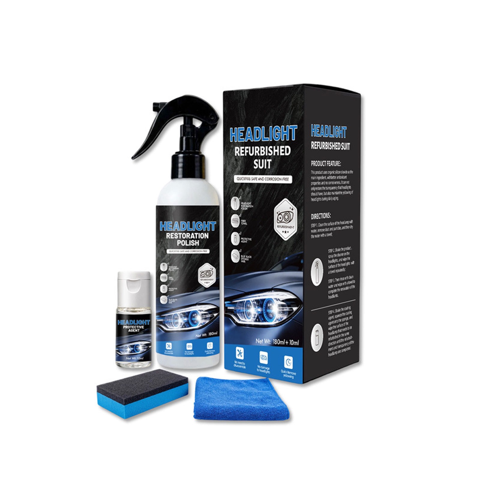180ml Automotive Headlamp Restoration Fluid Kit Headlight Polishing Cleaner2026c