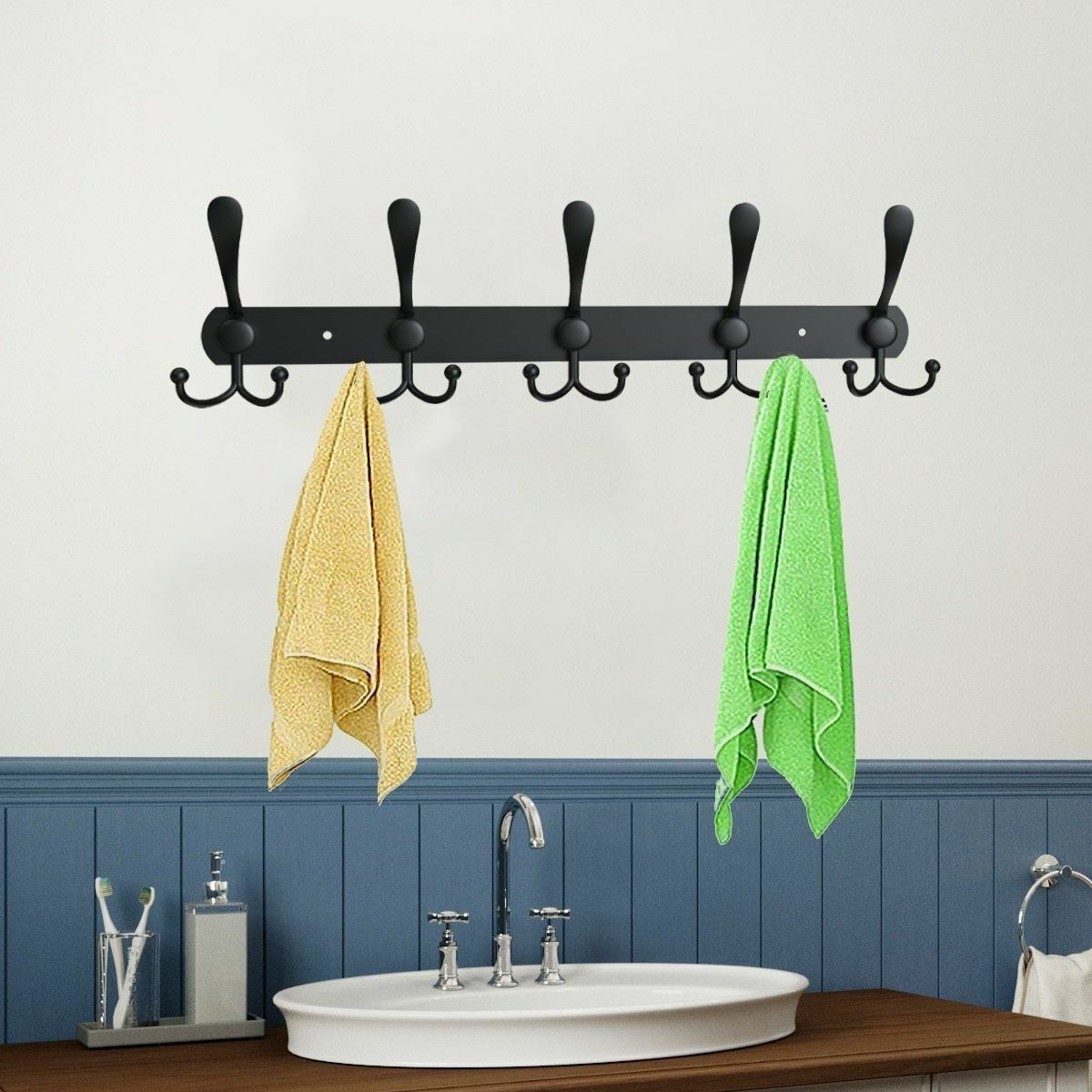 Stainless Steel 15 Hooks Coat Robe Hat Clothes Wall Mount Hanger Towel Rack 2025