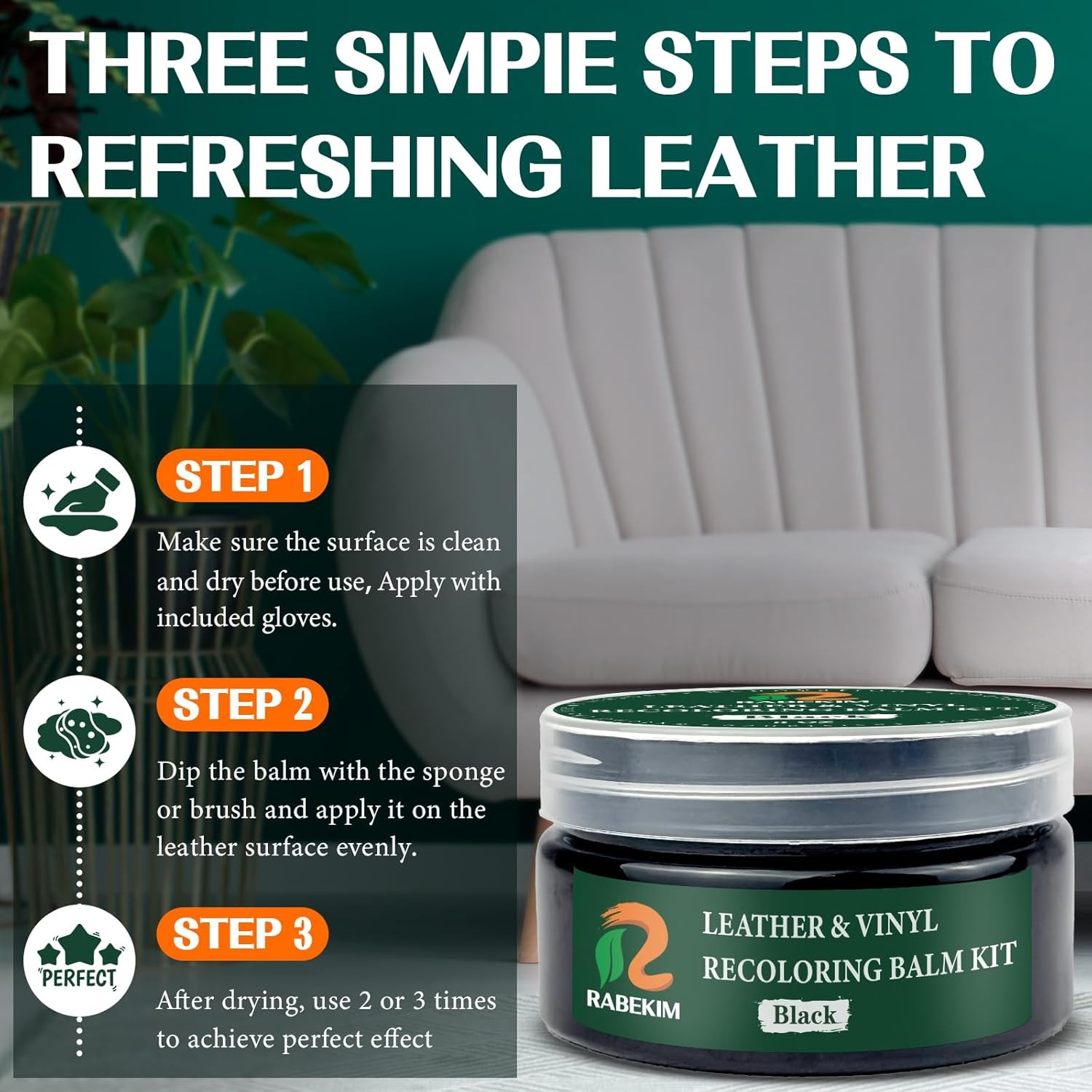 Repair Kit, Recoloring Balm – Restore & Repair Faded Leather on C Color: Black