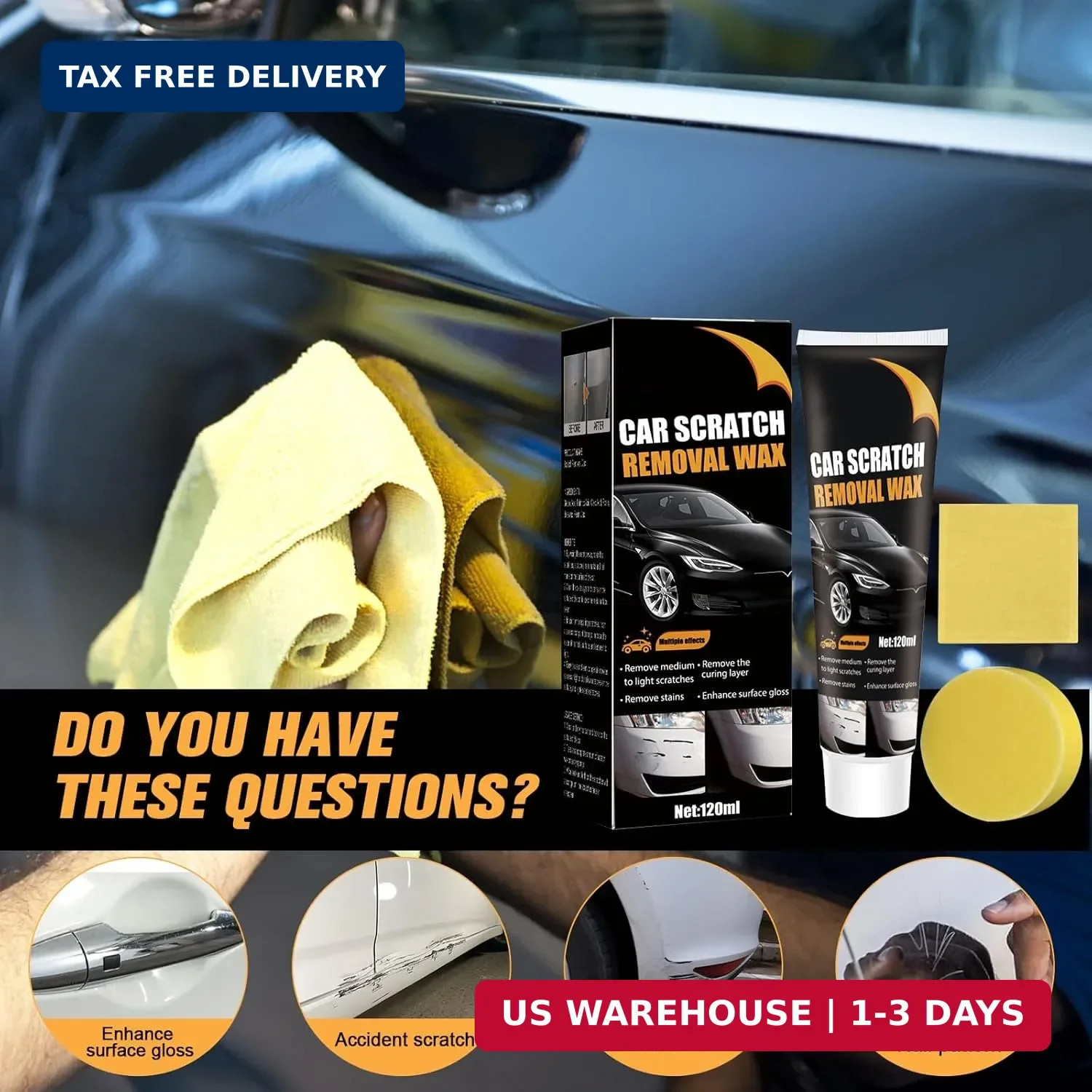 2Pcs Car Scratch Remover Wax, Professional Scratch Remover for Vehicles, Car Scr