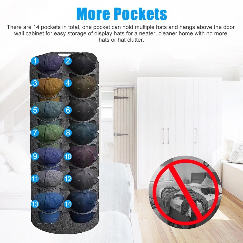 14 Hat Rack Organizer Baseball Holder Storage Hanger Door Wall Coat Caps Stands
