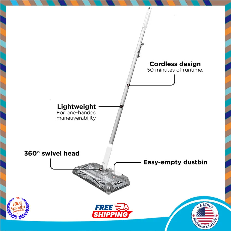 Black+Decker HFS115J10 Cordless Lithium Floor & Carpet Sweeper – 50 Min Run Time