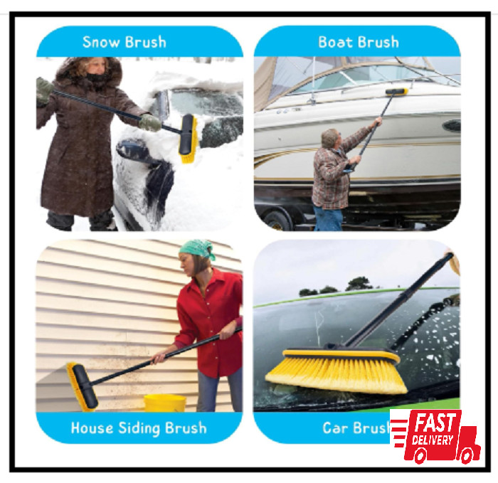 Long Handle Car Wash Brush 55” Soft Bristles for RV Boat Truck Cleaning