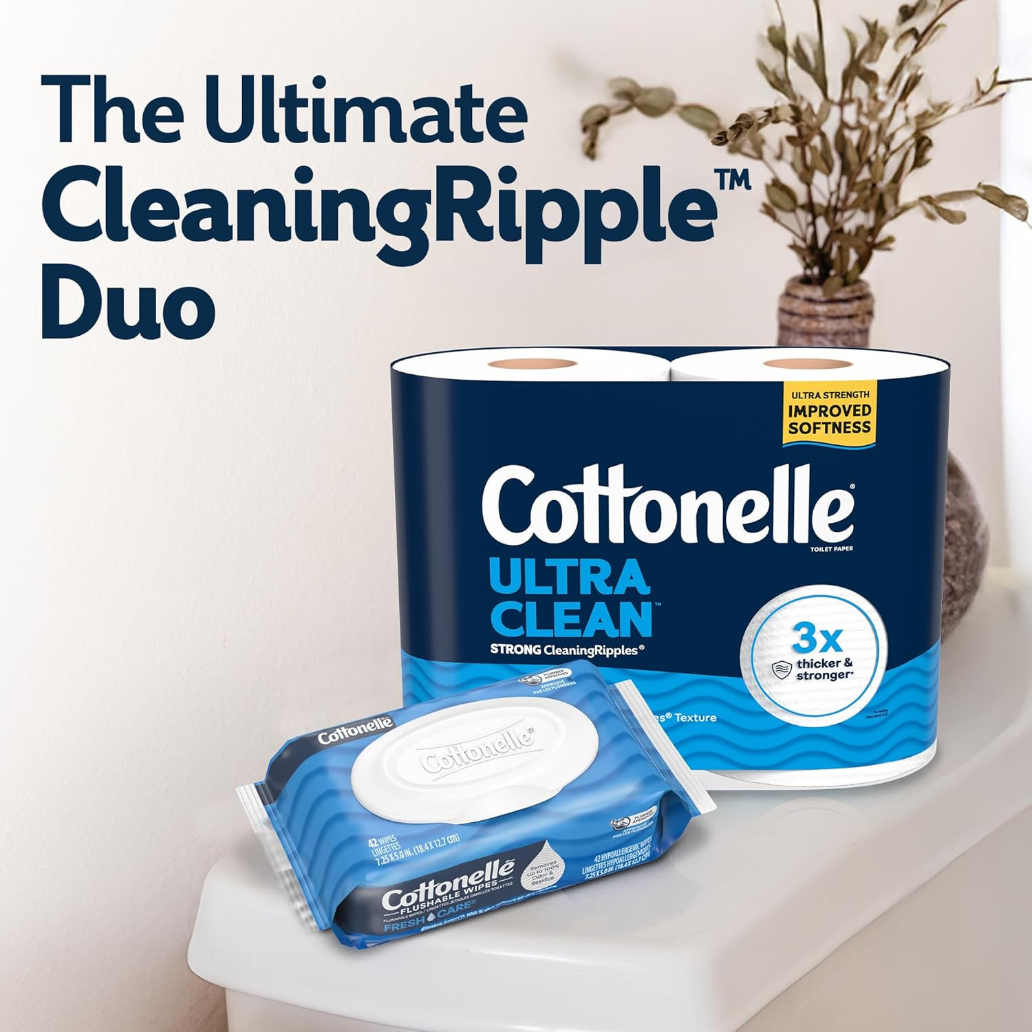 Cottonelle Ultra Clean Toilet Paper, 24 Mega Rolls (132 Regular Rolls)