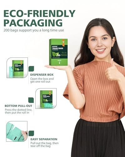 200 Count 1.2 Gallon Small Biodegradable Trash Bags, Compost Bags for Countertop