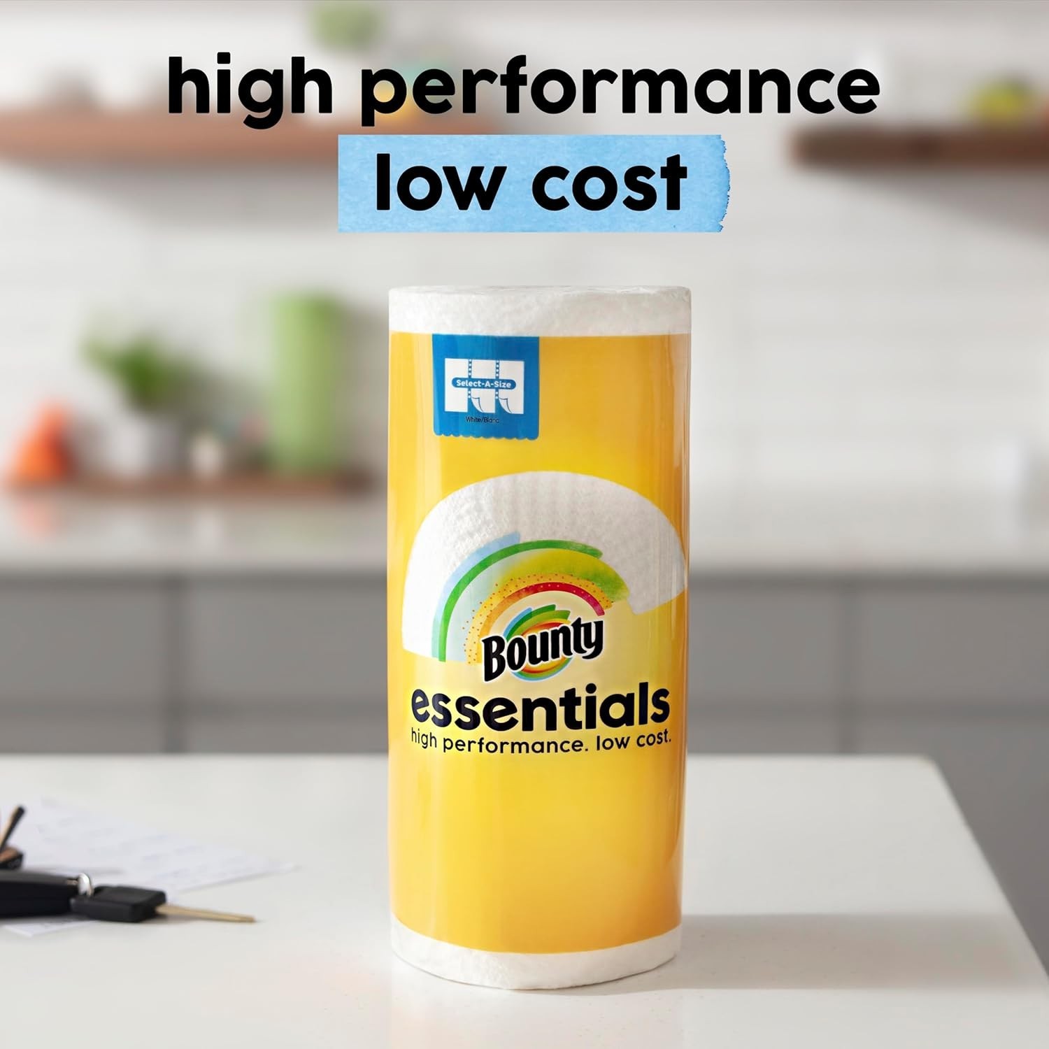 Bounty Essentials Select-A-Size Paper Towels, White, 2 Triple Rolls = 6 Regular