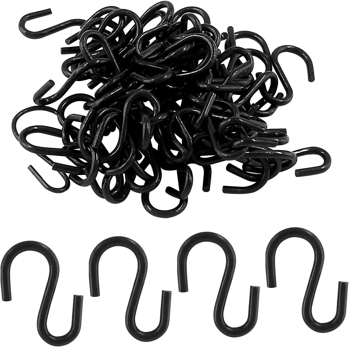 Metal S Hooks, Black Pcs, S Shaped, 0.75′ 0.75” Length, 1.8mm Thickness 60