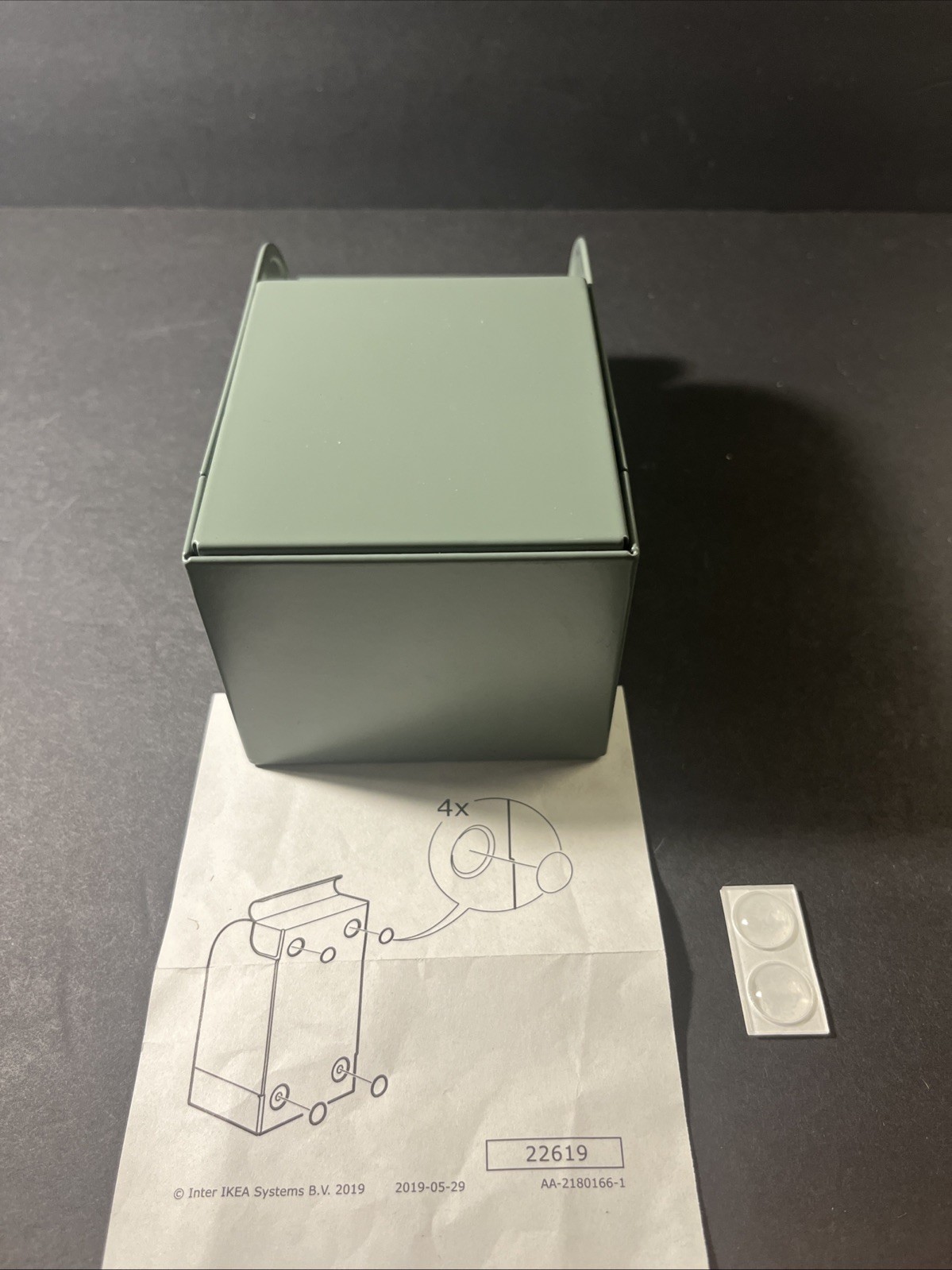 IKEA REJSA Storage Box Metal Bin Gray/Green 3 1/2″x6 3/4″ x3″ NEW 404.577.90