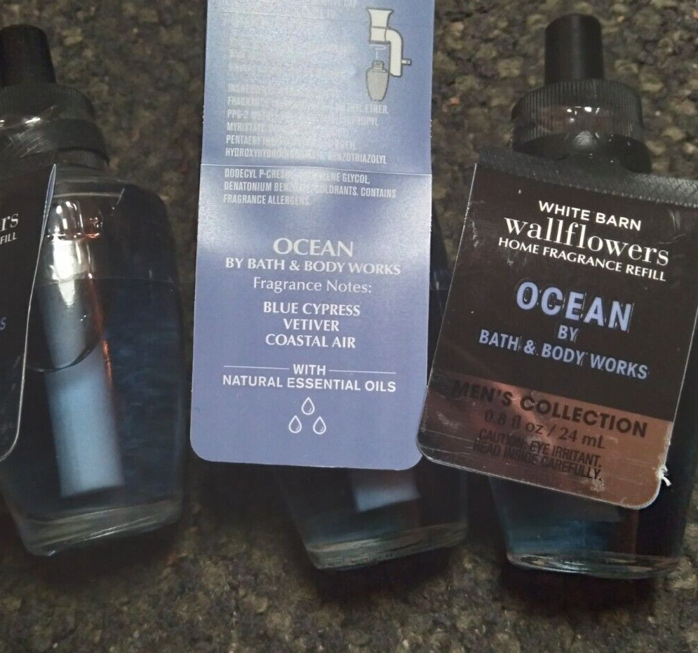 Bath & Body Works Ocean Wallflower Refill Bulb x3 Cypress Vetiver Clean Air Mens