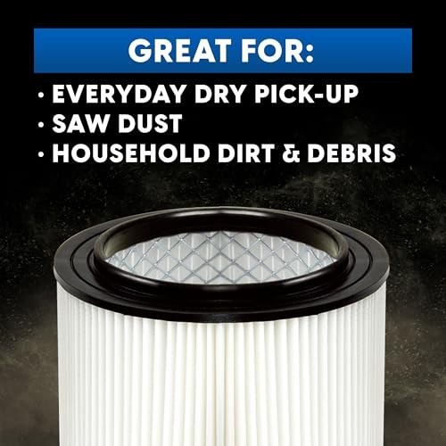 Washable Cartridge Filter & Retainer for 4-5 Gallon Wet/Dry Vacuum Cleaner