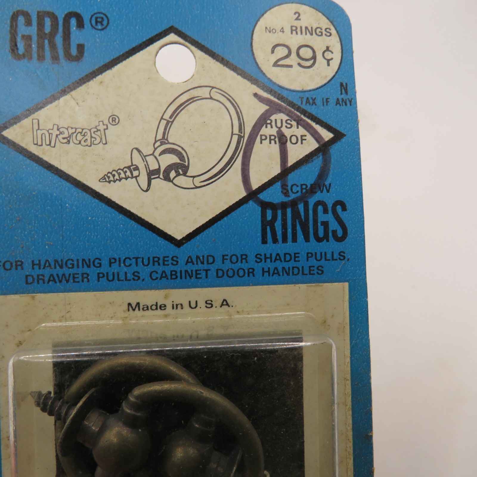 GRC Aged Brass Bronze Style Screw Ring Hangers Pictures Drawer Door Pull Vintage