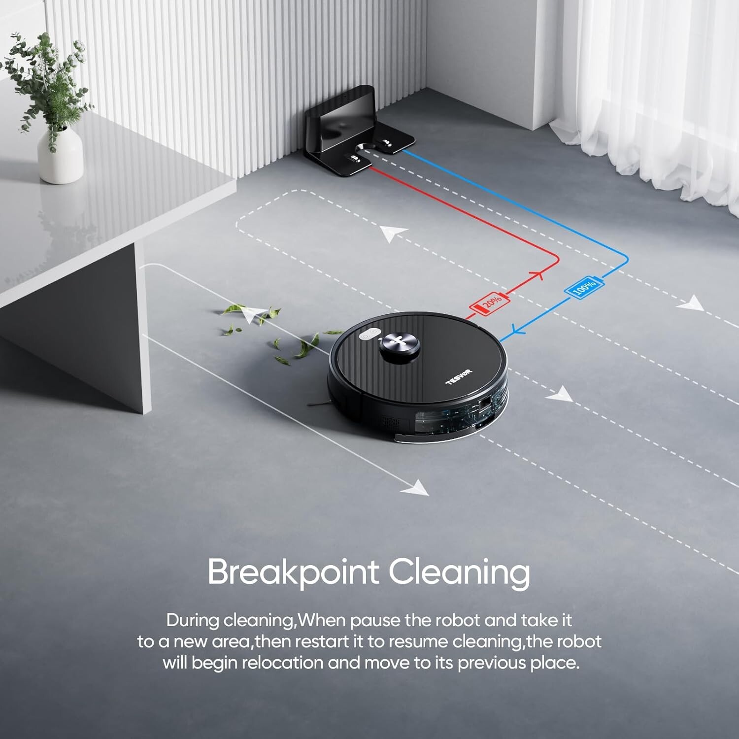 Tesvor S5 Max Robot Vacuum and Mop, 6000Pa Suction, 260 Mins Runtime Self-Charge