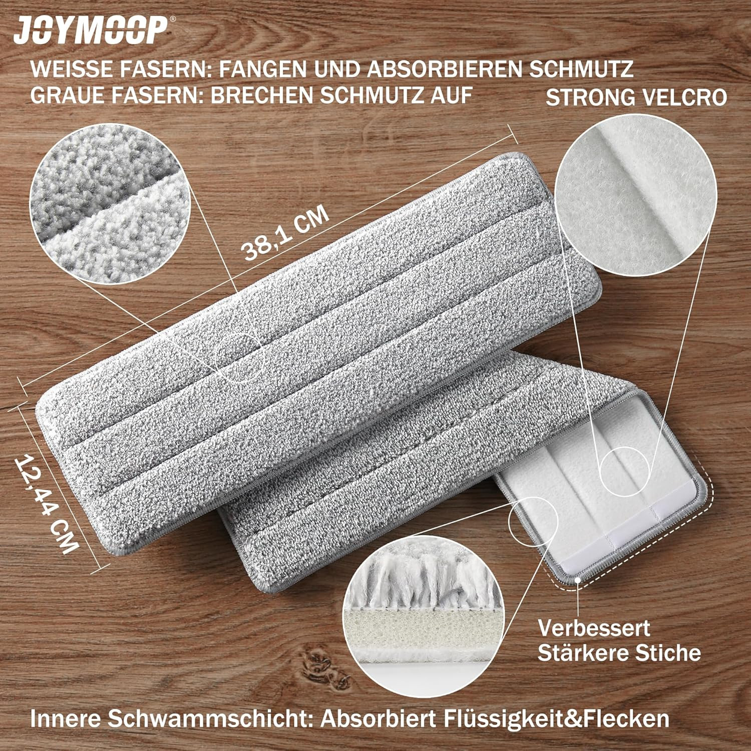 13″ Microfiber Flat Mop Head Replacement Pad for Floor Mop, White, 1 Pack