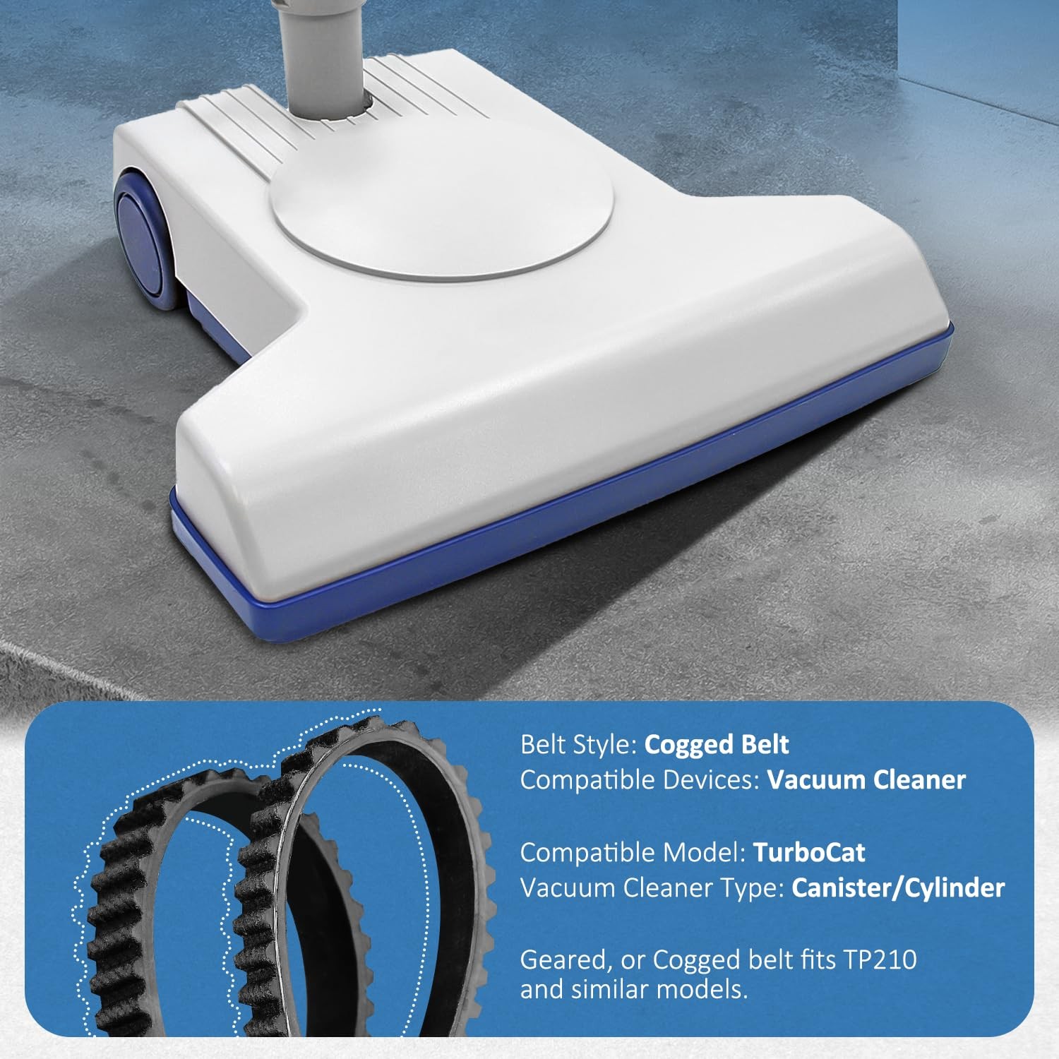 2 Pack Replacement Geared Belt for Vacuflo TurboCat TP210 Model Central Vacuum
