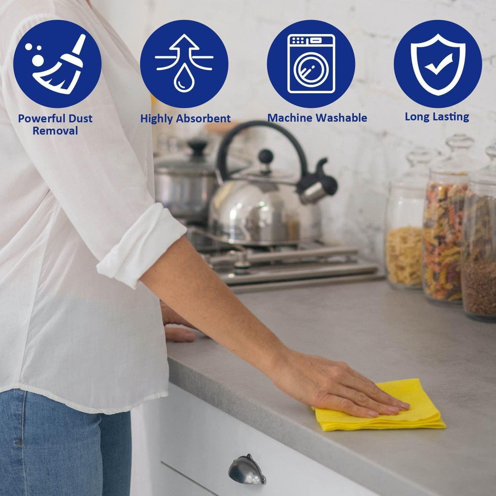 Microfiber Cleaning Cloths 14×14 Inches Reusable Ultra Absorbent Streak-Free