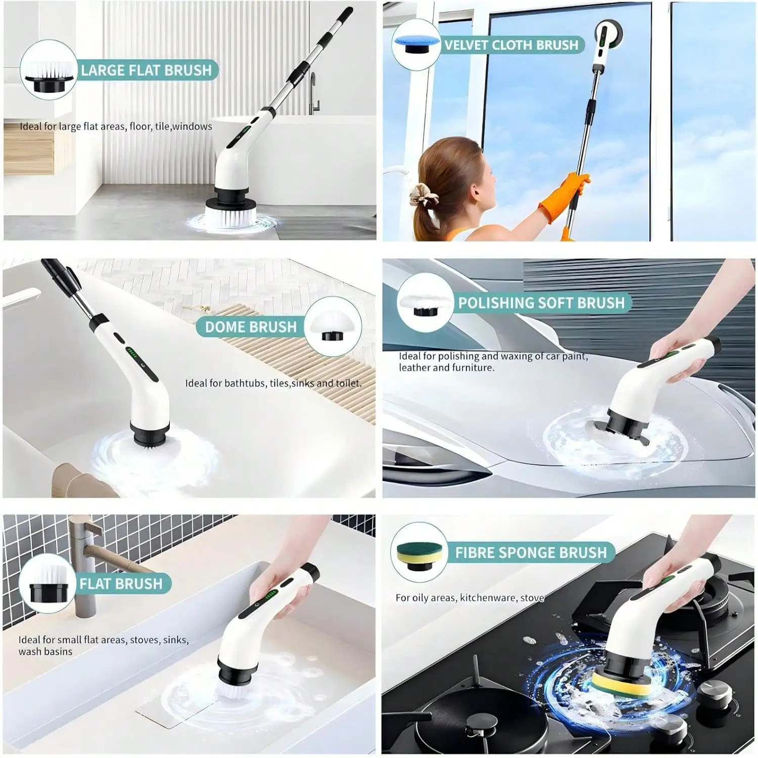 9-in-1 Electric Cleaning Brush Electric Spin Cleaning Scrubber Cleaning Tools