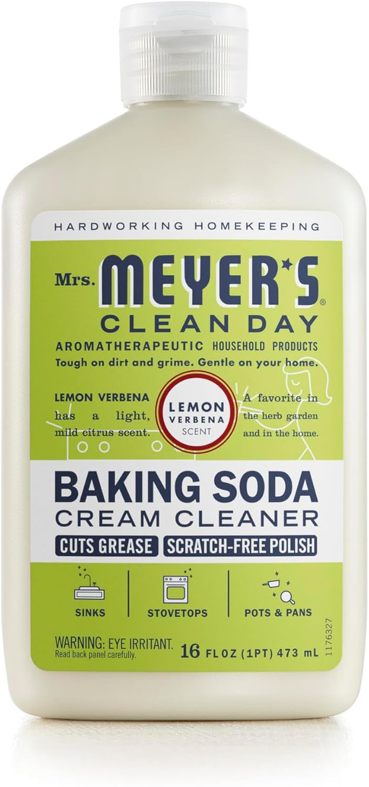 Mrs Meyers Baking Soda Cream Cleaner Lemon Verbena Scratch-Free Polish 16oz