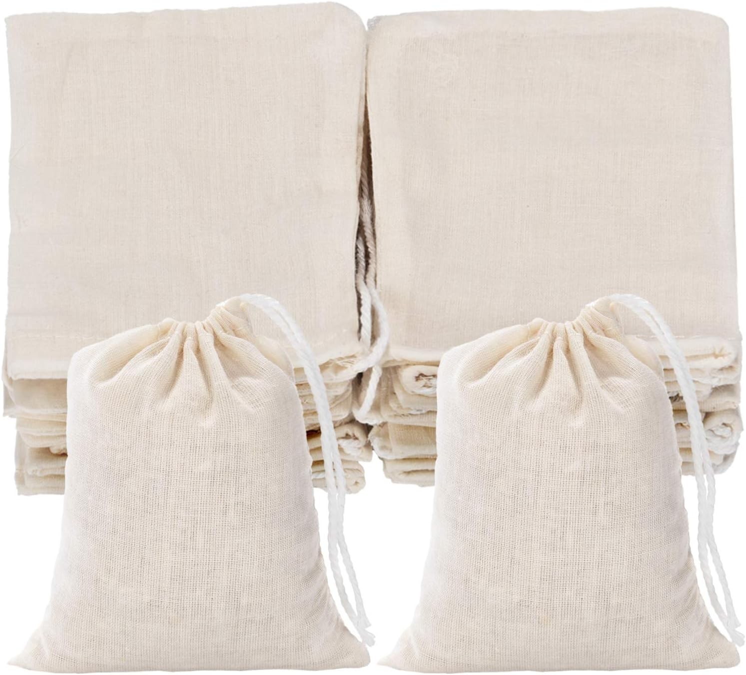 3 x 4 Inches Muslin Cotton Drawstring Bags Canvas Linen Sachet Bag Reusable