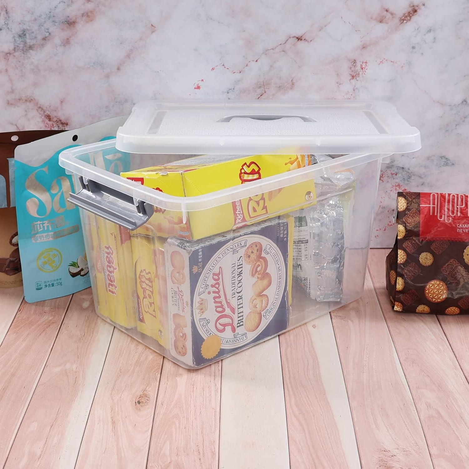 Clear 12 Qt Storage Container with Lid & Handle, Latching Box, 1 Pack