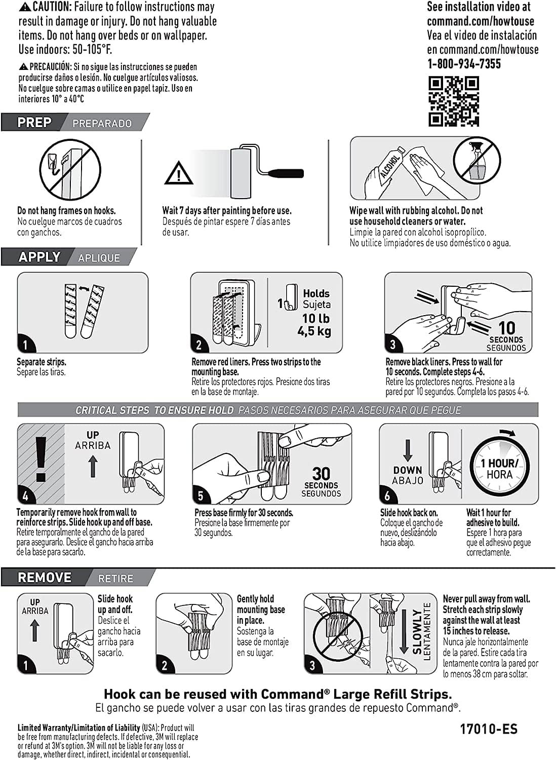 Command 10 Lb XL Heavyweight Hook, 2 Wall Hooks and 6 Strips, Damage-Free Hangin