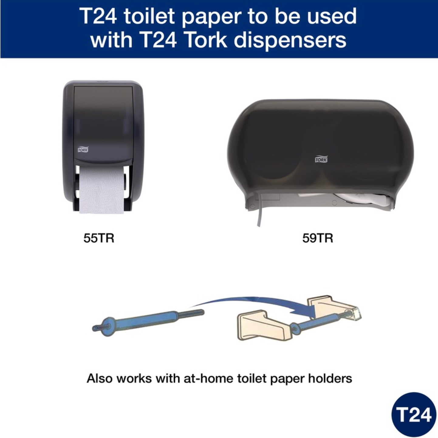 Tork Universal Toilet Paper, T24 (TM1616S), 500 Sheets/Roll – Case of 96 Rolls
