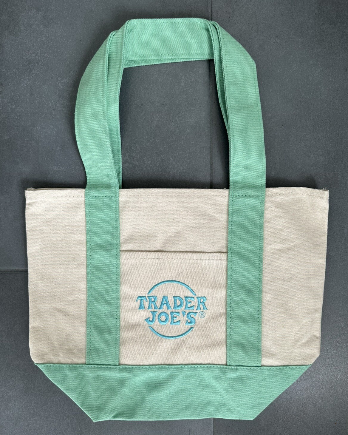 Trader Joe’s Mini Pastel Canvas Tote Bag Mint Green Limited Edition NEW W/ TAGS