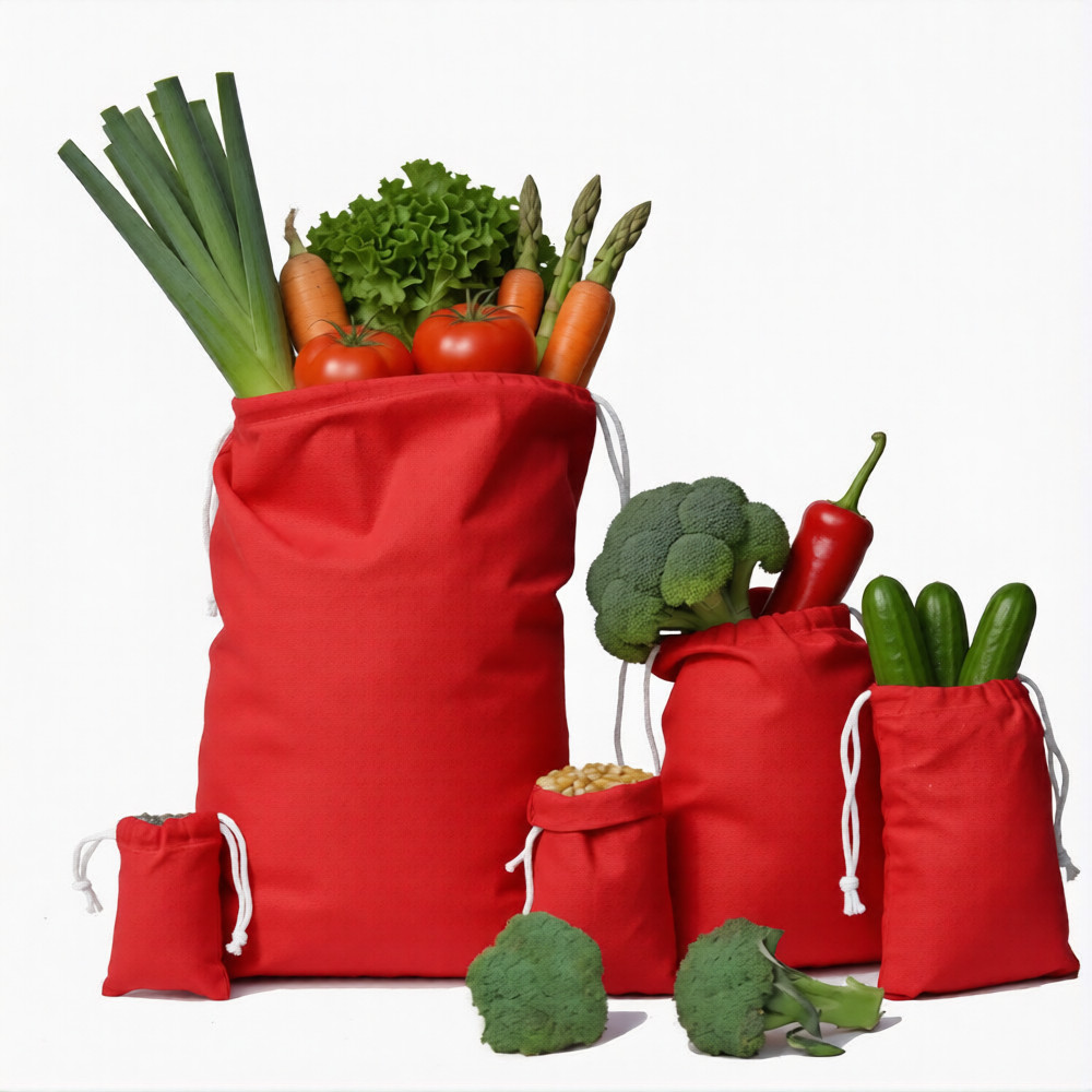 CharkaBags – 6 x 8 Inches Red Reusable Drawstring Muslin Bags – Premium Quality