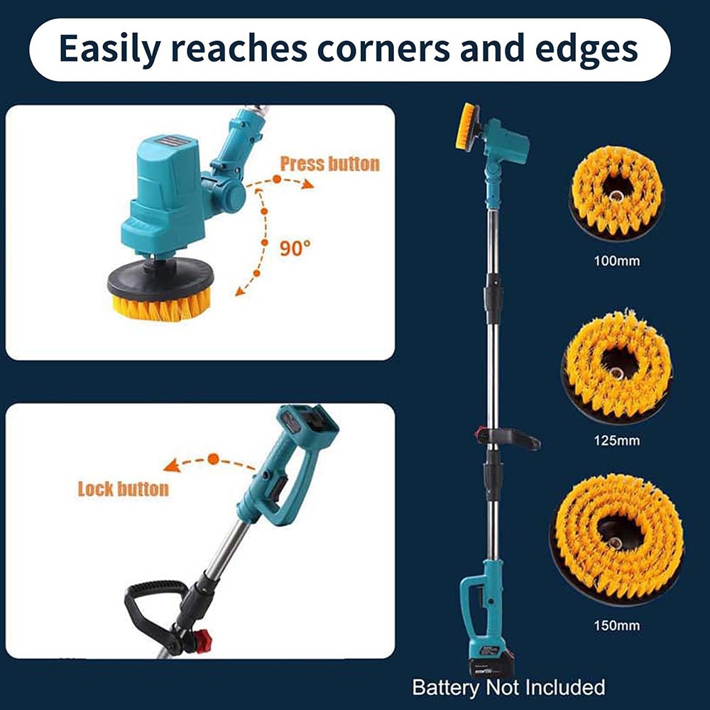 5000RPM Electric Spin Scrubber with Two Batteries Cordless Tile Floor Scrubber