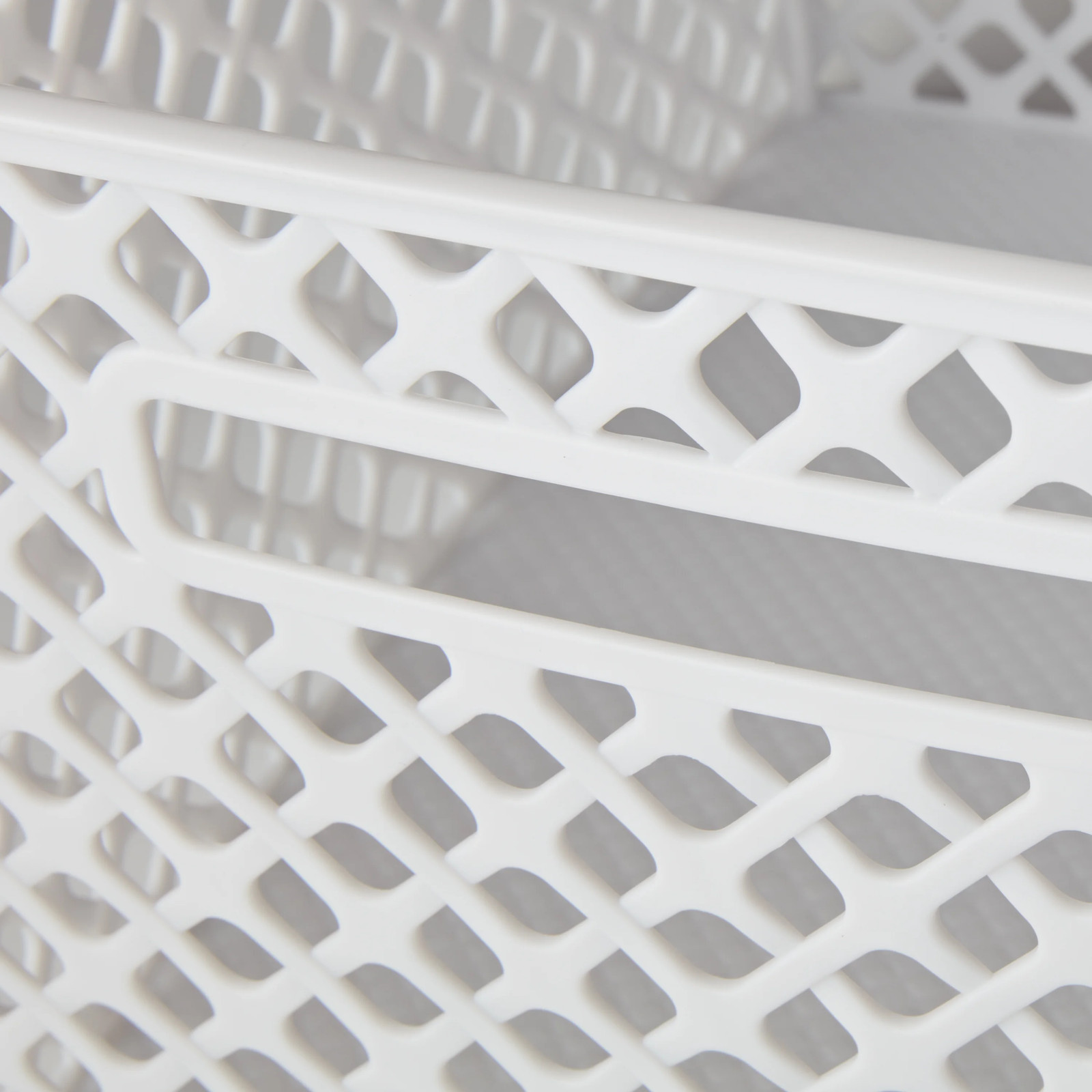 Large White Decorative Plastic Storage Basket, 14.7 in x 12 in x 8.5 in