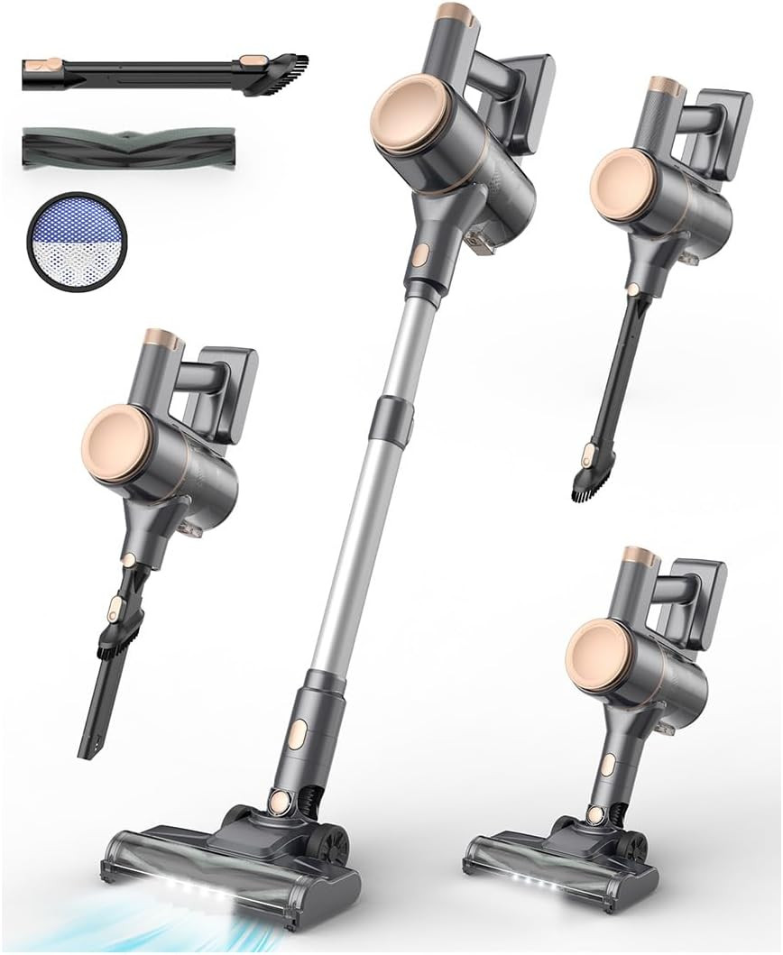 N8 Cordless Vacuum Cleaner – Lightweight, Powerful Suction, 40 Min Runtime, Gold