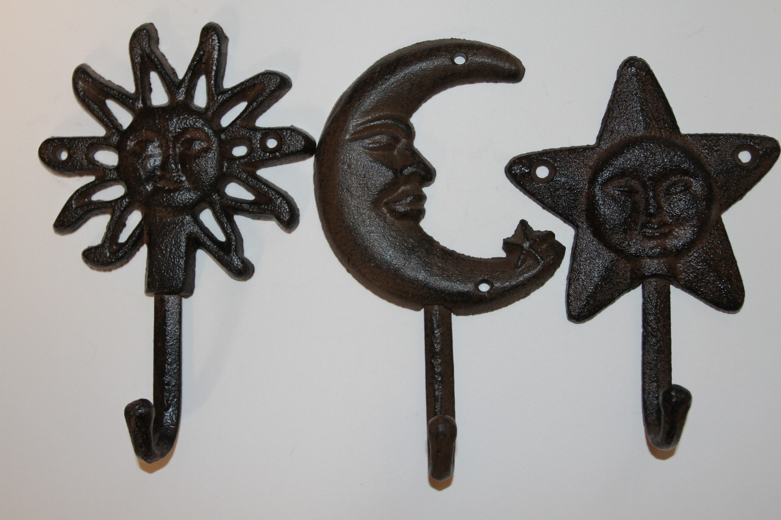 3pc Celestial Design Wall Hooks,SUN MOON STAR,Kitchen-Bath Decor,H-16,27B,82B