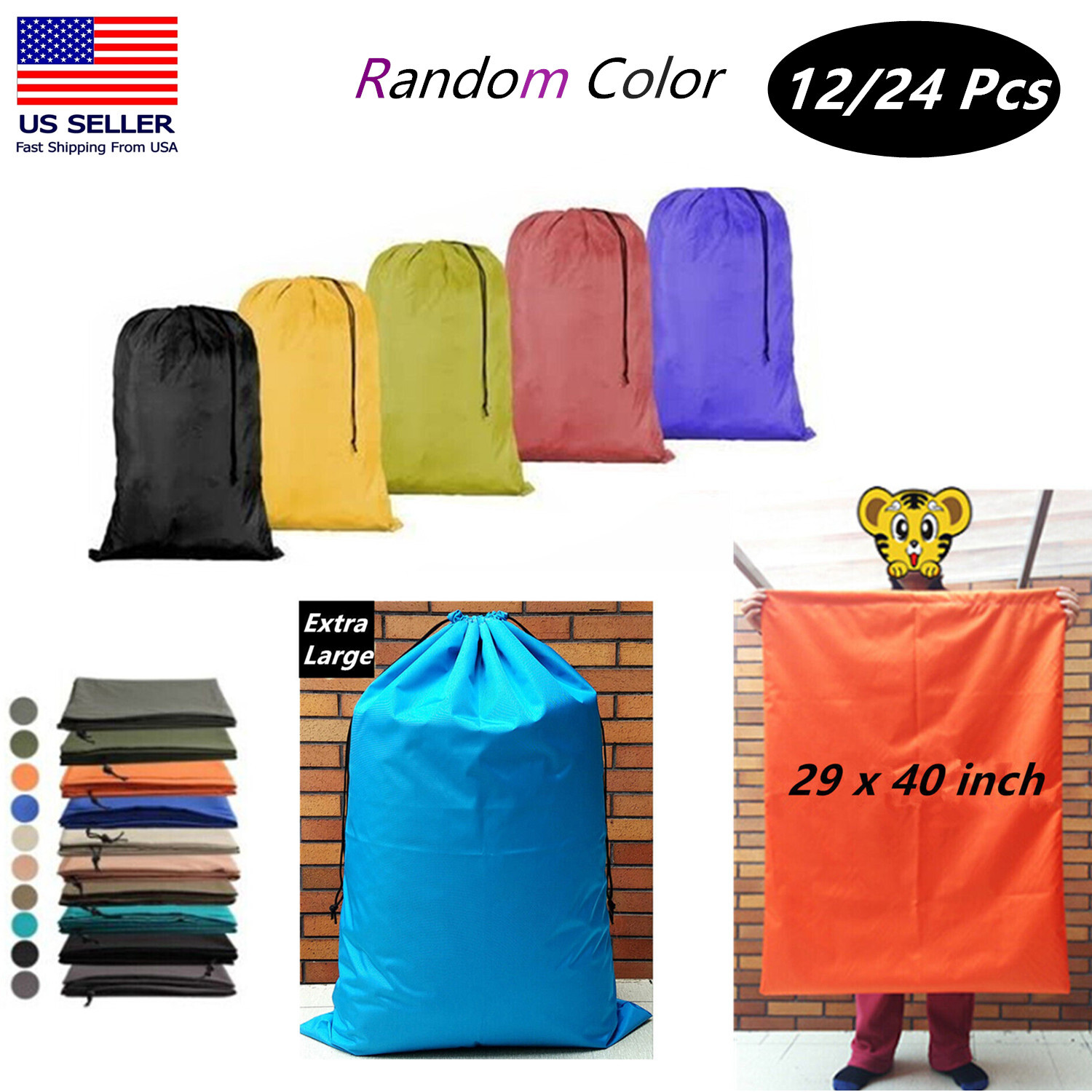 Extra Large 29″ X 40″ Nylon Washable Laundry Bag, Heavy Duty Hamper Drawstring