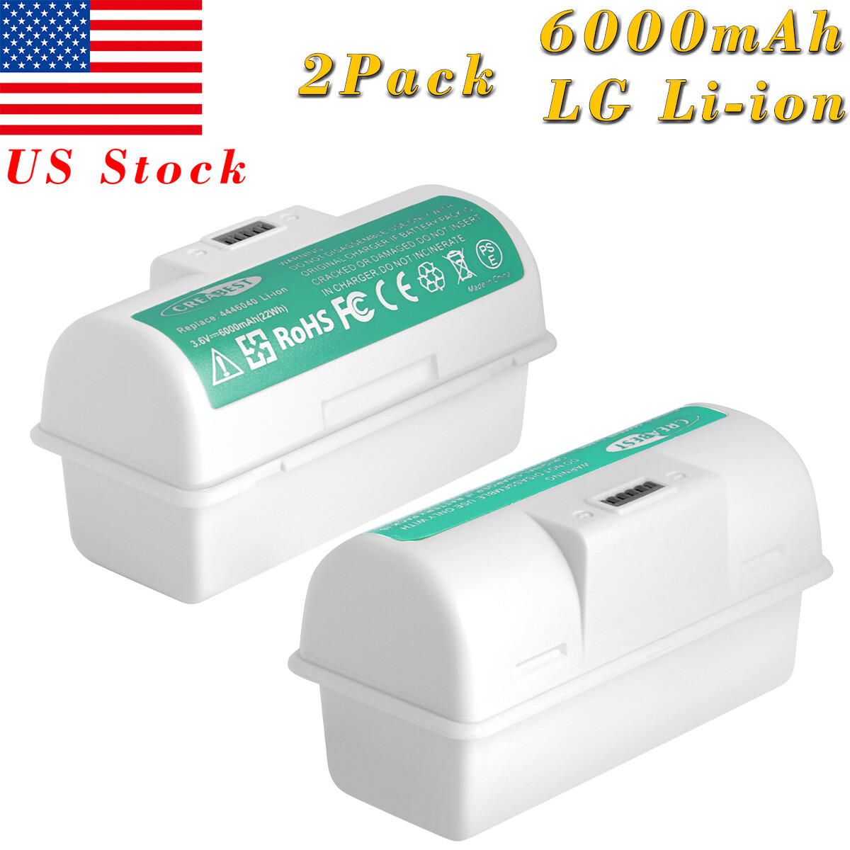 2Pcs 3.6V 6.0Ah Lithium Battery for iRobot Braava Jet 240 Floor Mopping Robots