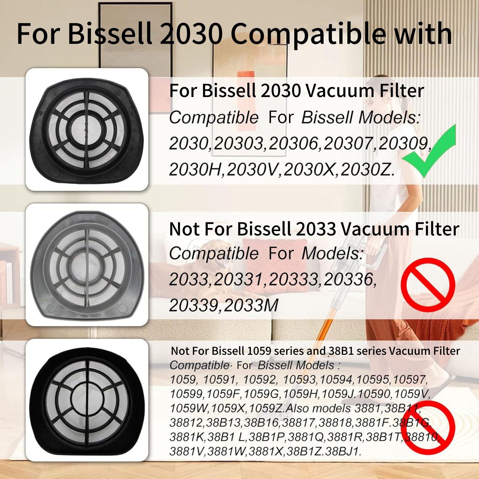 1611501 Vacuum Cleaner Filter Replacement For Bissell Models: 2030, 20301