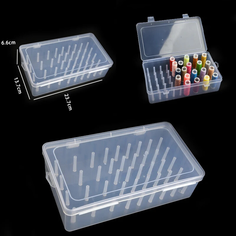 Sewing Thread Storage Box 42 Pieces Spools Bobbin Carrying Case Container Holder