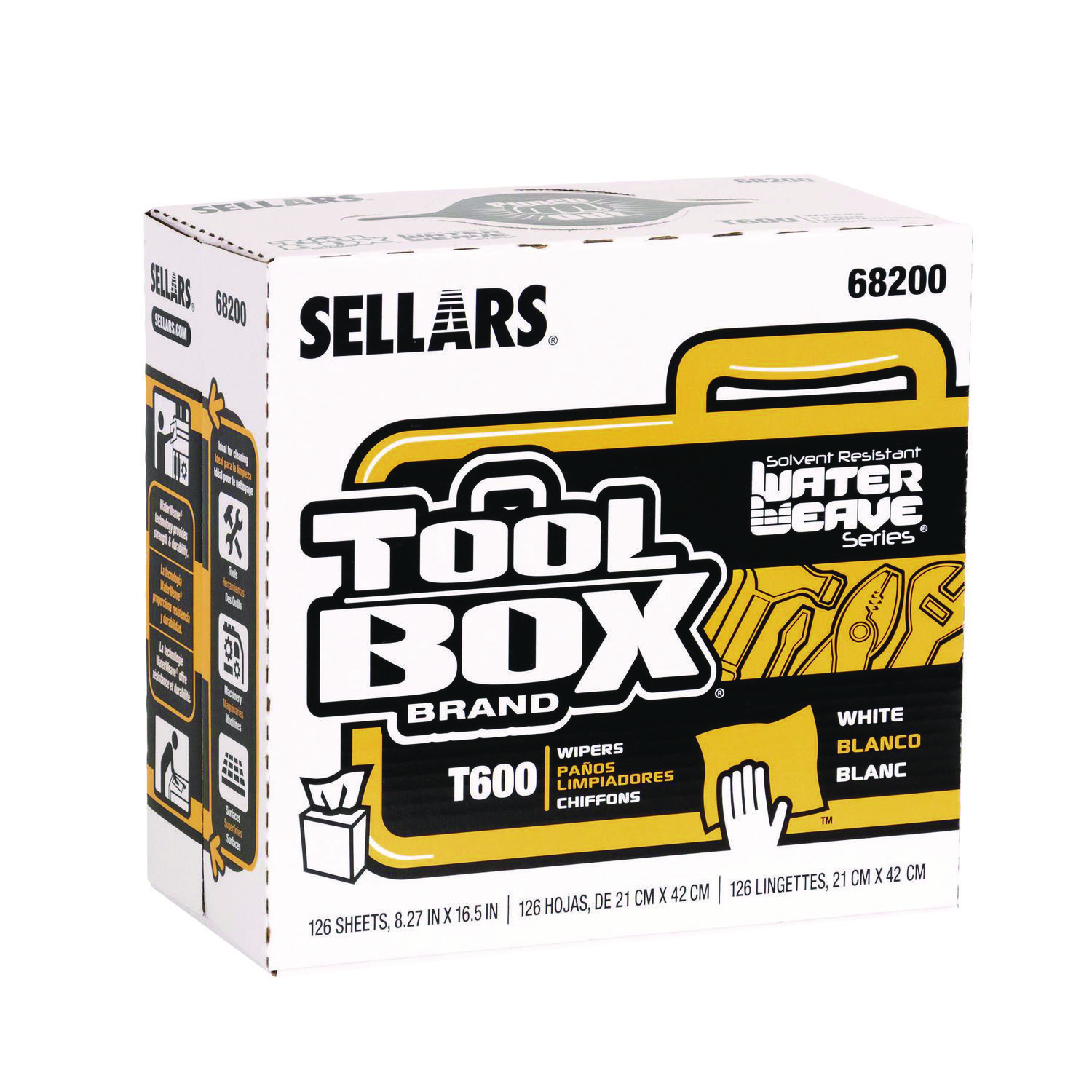TOOLBOX WaterWeave T600 Wipers, 1-Ply, 8.27 x, 16.5, White, 126 Sheets/Box, 10 B