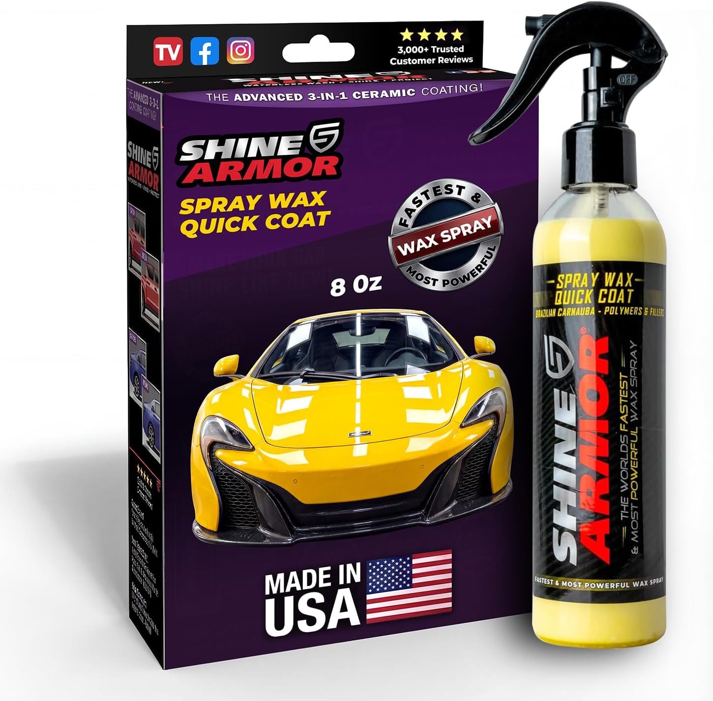 Car Spray Wax for Car Detailing – Quick and Easy Carnauba Liquid Car Wax Spra…