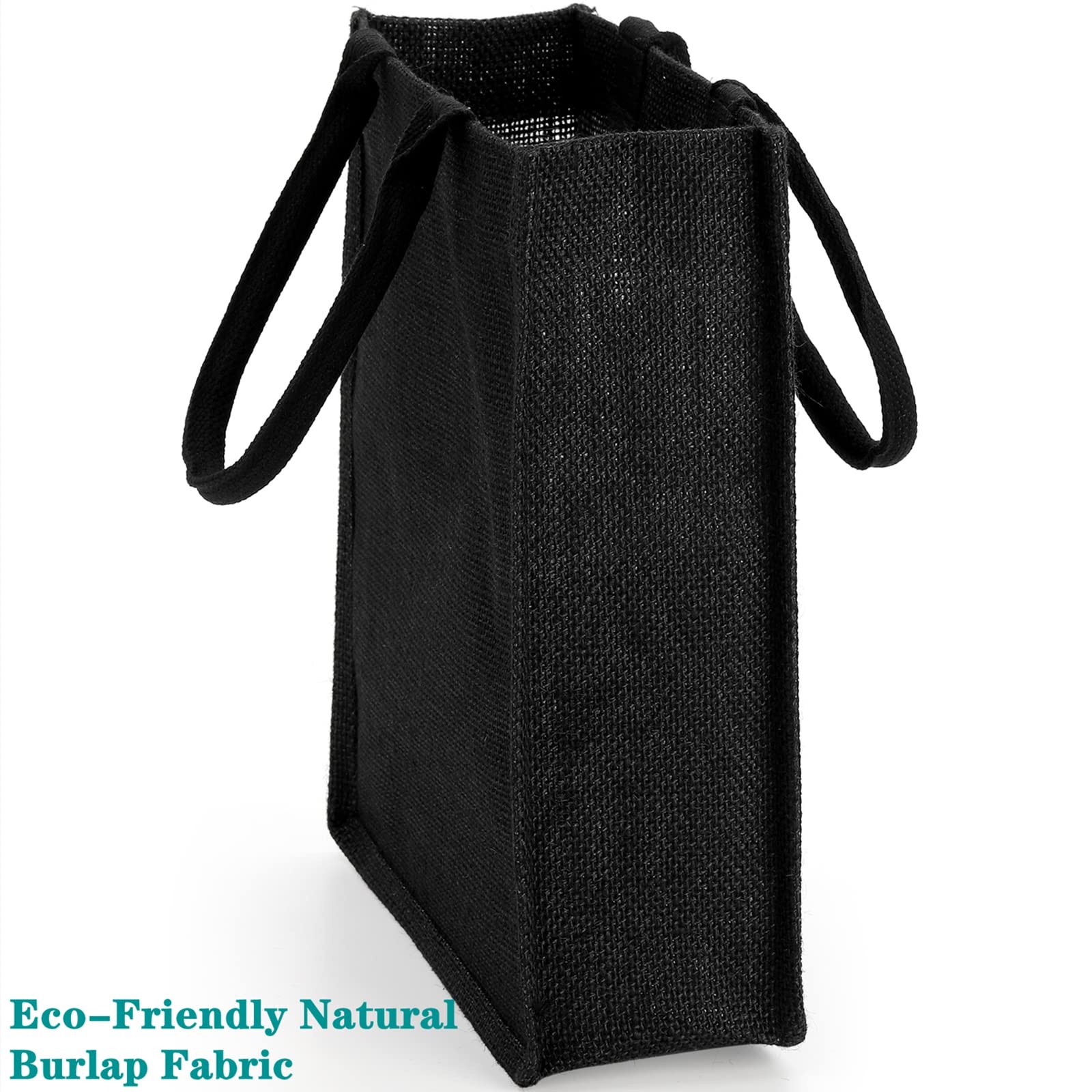 Burlap Tote Bag 8 Pack Black Reusable Jute Gift Bags 9.8×11.8×3.9
