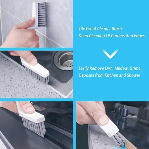 Grout Cleaner Brush V Shape Set 2 Pack Stiff Bristle Scrub Brush for Tile Floor