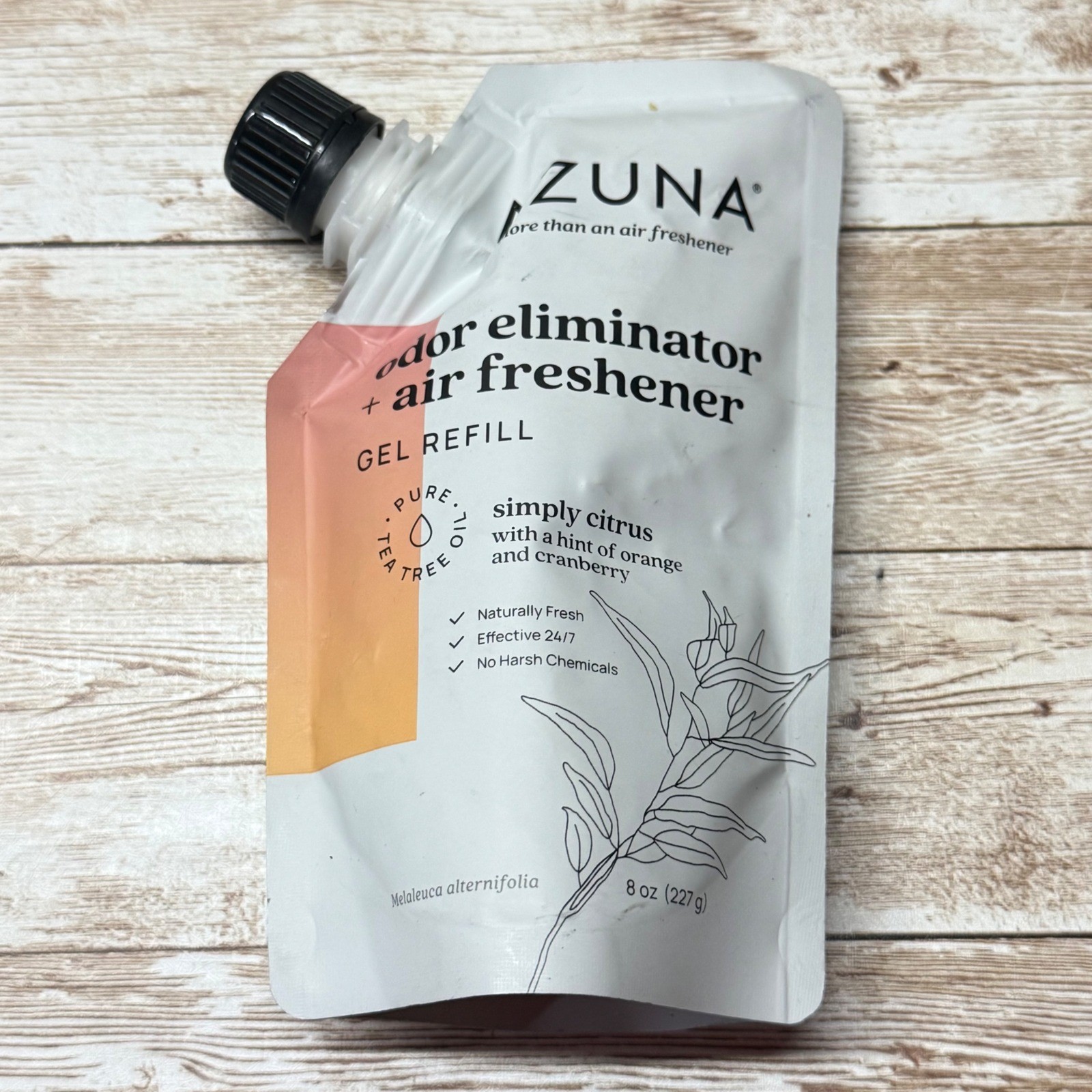 Azuna Odor Eliminator Air Freshener Gel Refill 8oz Tea Tree Simply Citrus Orange