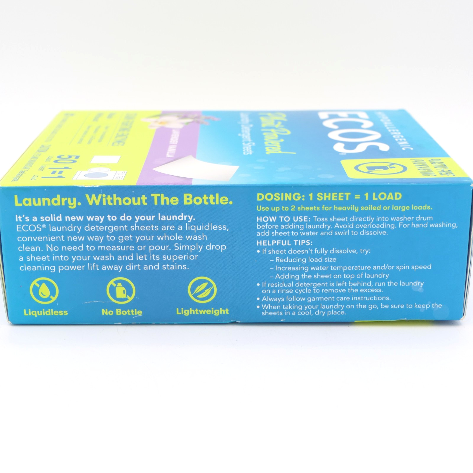 ECOS Plant Powered Laundry Detergent Sheets Lavender Vanilla 50 Loads