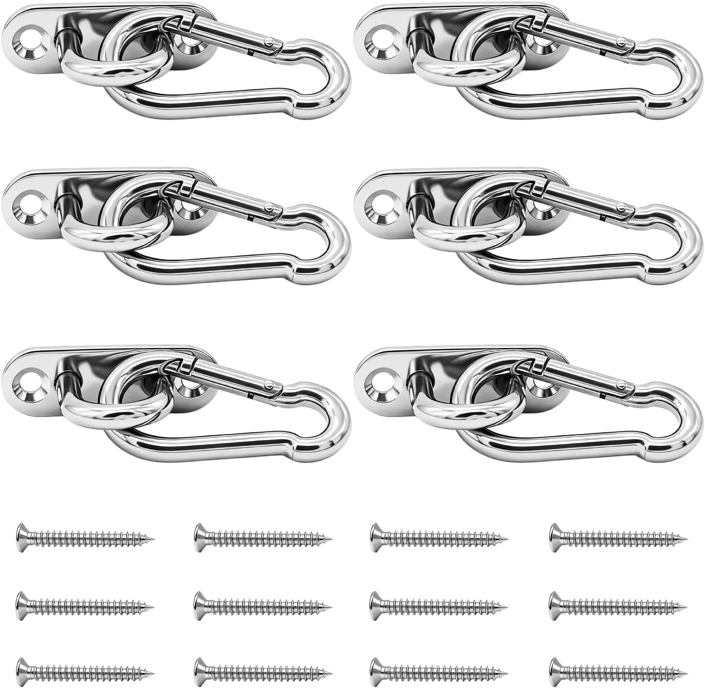 6Set Stainless Steel Pad Eye Hook M5 Ceiling Hanger Snap Hook U Loop Marine 1.8″