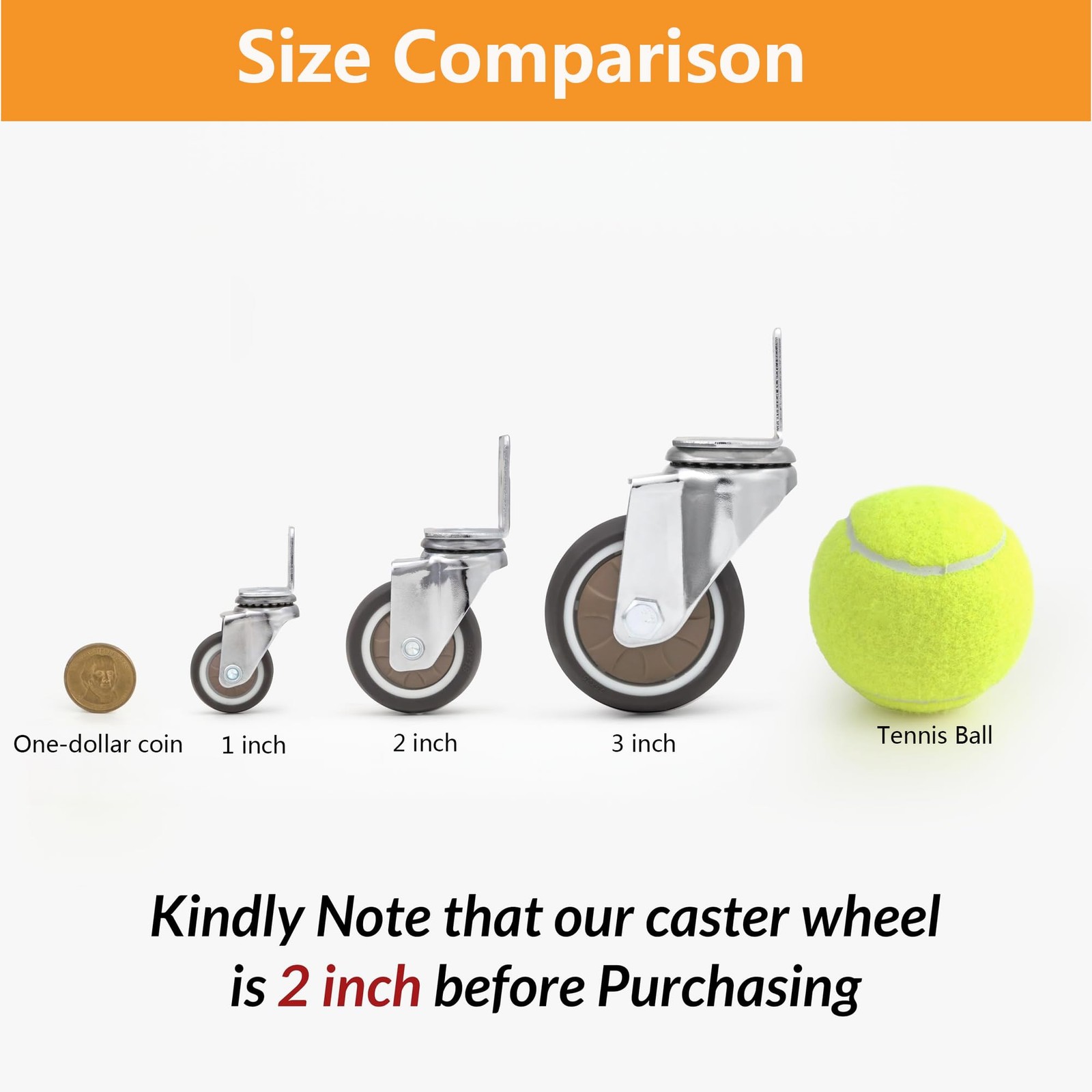 4 PCS 2 Inch LShaped Side Mount Caster Wheels Swivel 600 lb Load Rubber