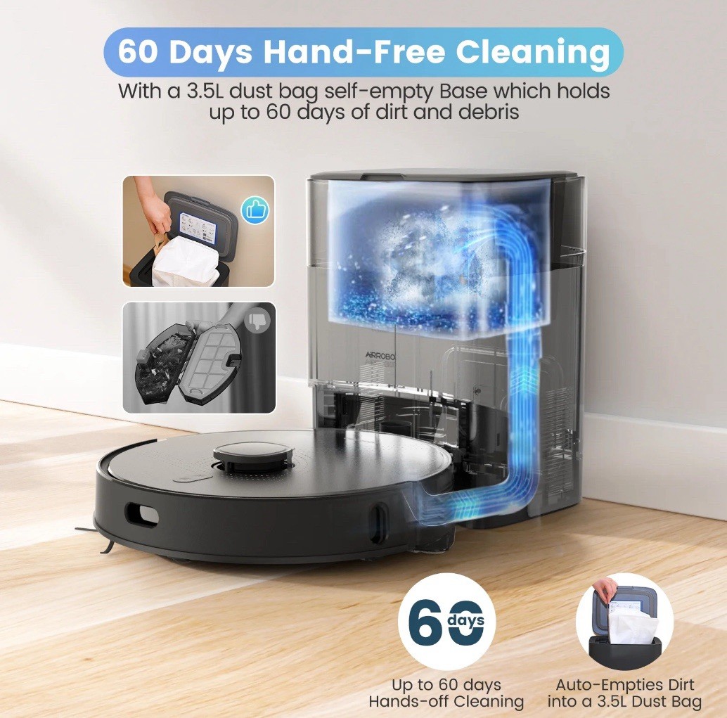 AIRROBO L40+ Robot Vacuum & Mop – Self-Empty, 180min, App & Voice
