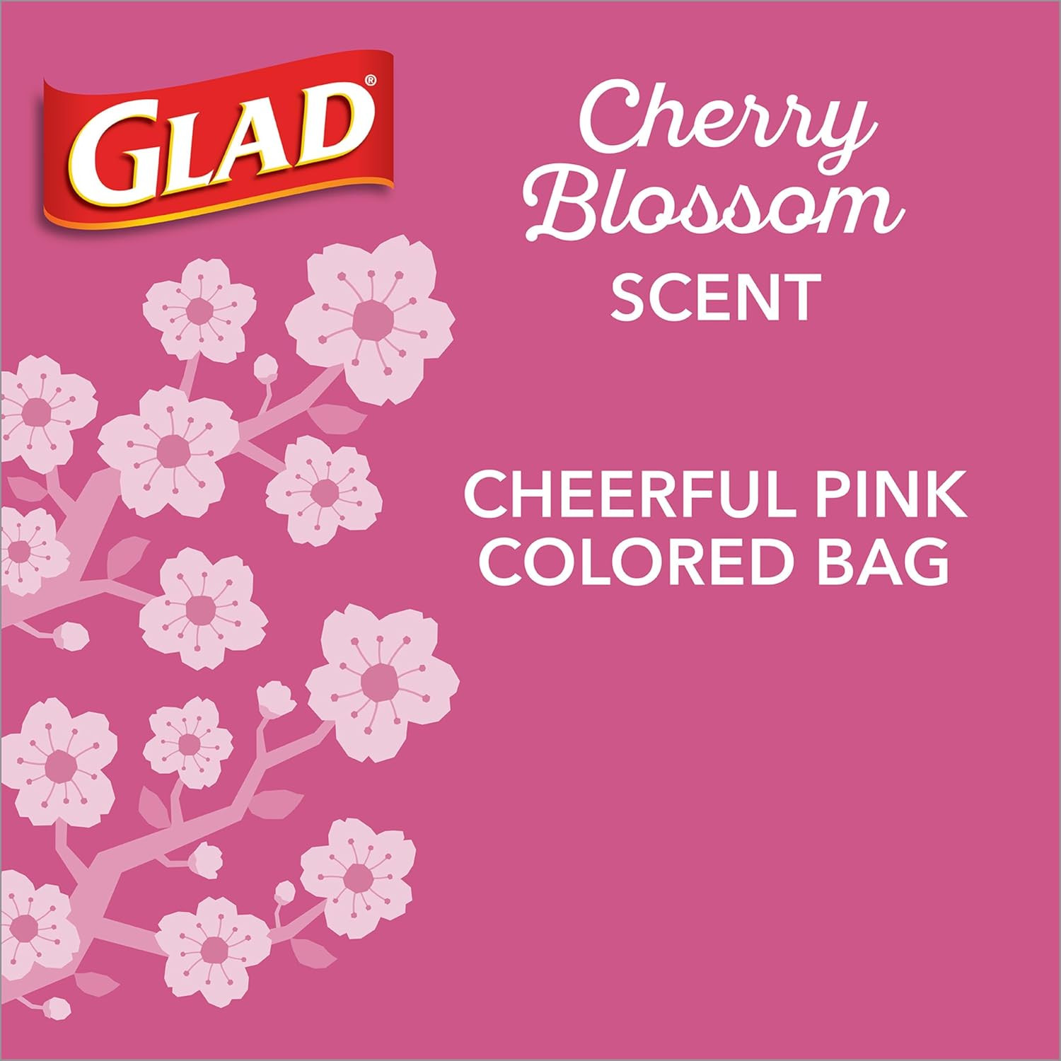 Odorshield Small Drawstring Trash Bags, 4 Gal, Pink, Cherry Blossom, 80 Ct, Pack