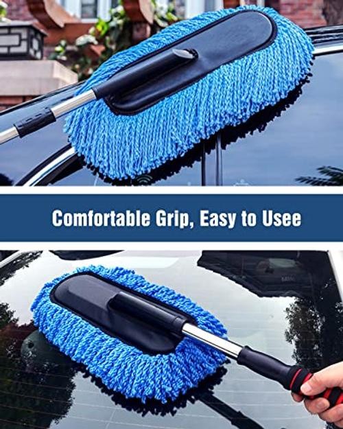Car Duster Exterior Scratch Free Microfiber Car Cleaning Brush, 1 Pack Blue
