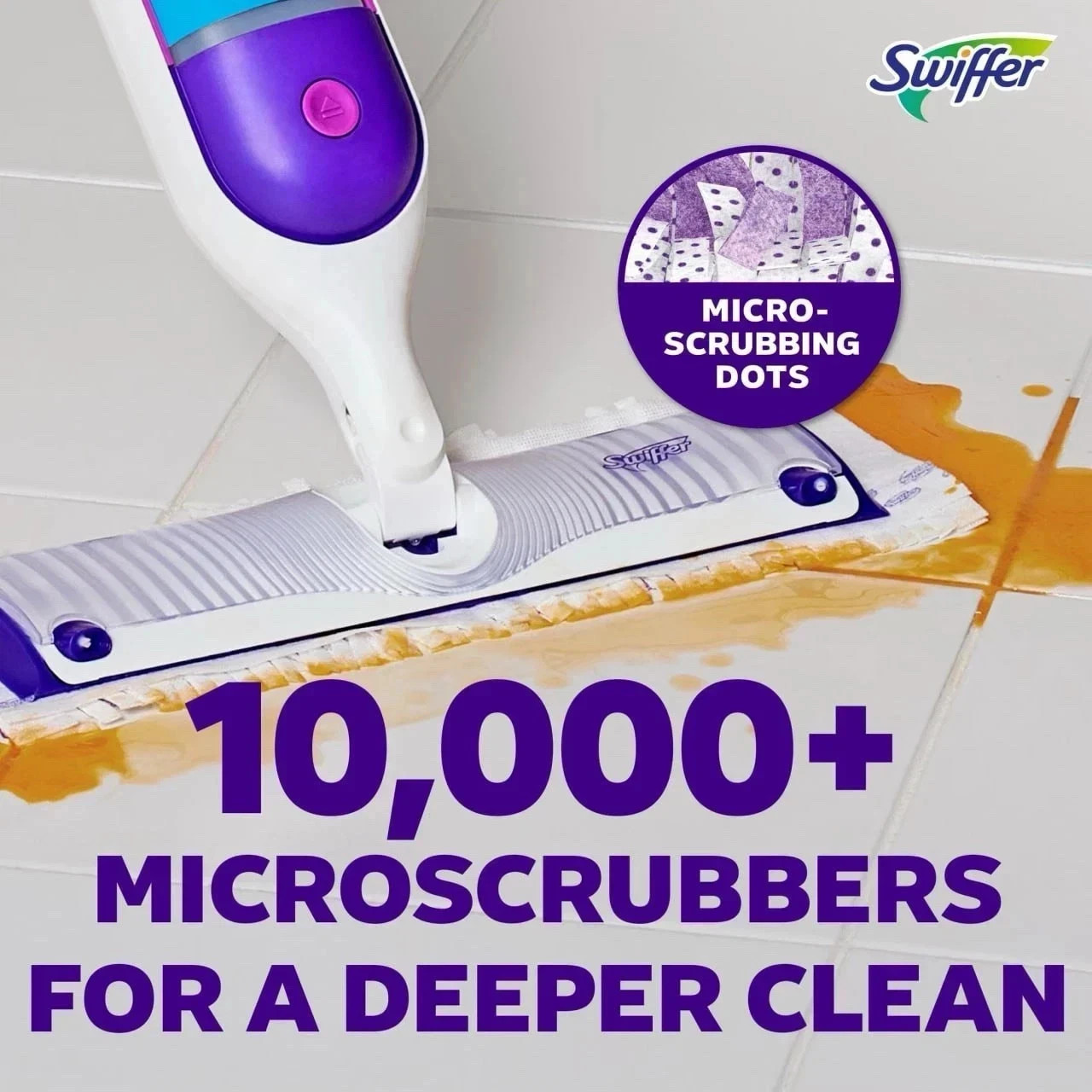 Swiffer Power Mop Kit with Refill, Unscented, 1 Handle + 1 solution & 2 Pads